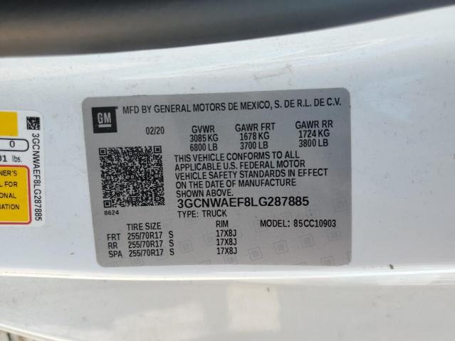 2020 CHEVROLET SILV1500 2 3GCNWAEF8LG287885