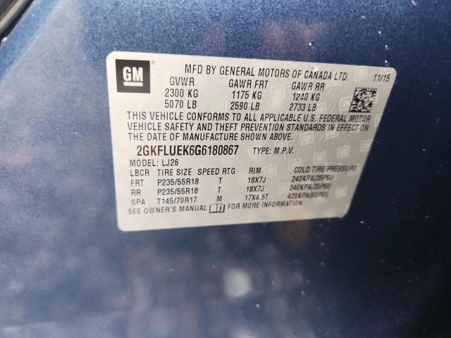 2016 GMC TERRAIN SLT 2GKFLUEK6G6180867