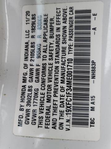 2021 HONDA CIVIC EX 19XFC1F34ME001710