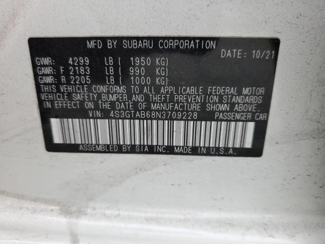 2022 SUBARU IMPREZA 4S3GTAB68N3709228