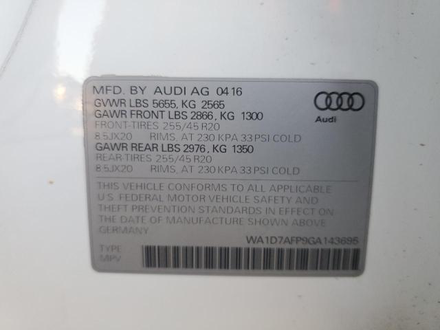 2016 AUDI Q5 PREMIUM WA1D7AFP9GA143695