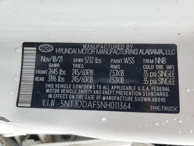 2022 HYUNDAI SANTA CRUZ 5NTJDDAF5NH011364