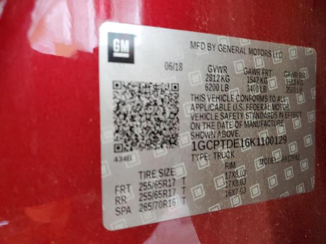 2019 CHEVROLET COLORADO Z71 - 1GCPTDE16K1100129