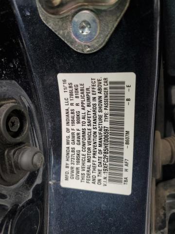 2017 HONDA CIVIC EX 19XFC2F85HE006597