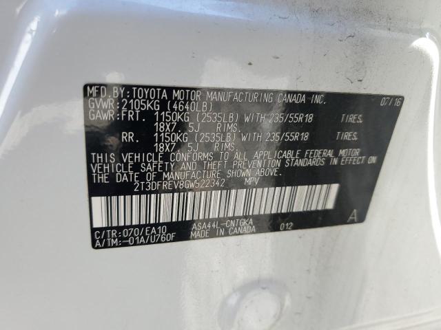 2016 TOYOTA RAV4 LIMITED 2T3DFREV8GW522342