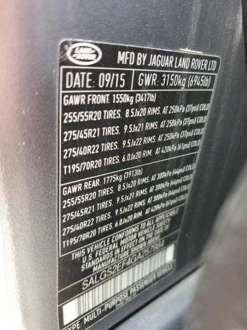 2016 LAND ROVER RANGE ROVE SALGS2EF4GA257984