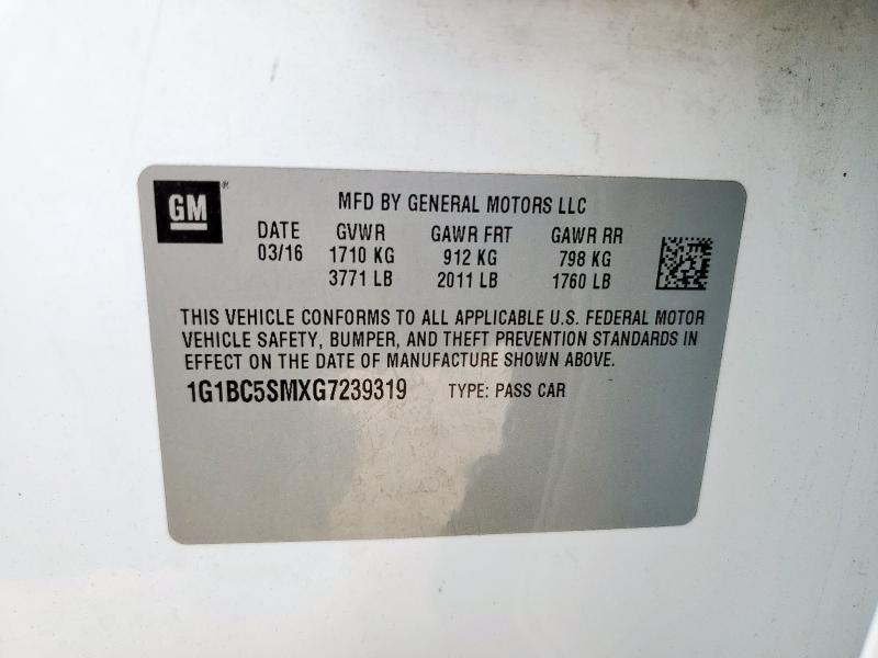 2016 CHEVROLET CRUZE LS 1G1BC5SMXG7239319