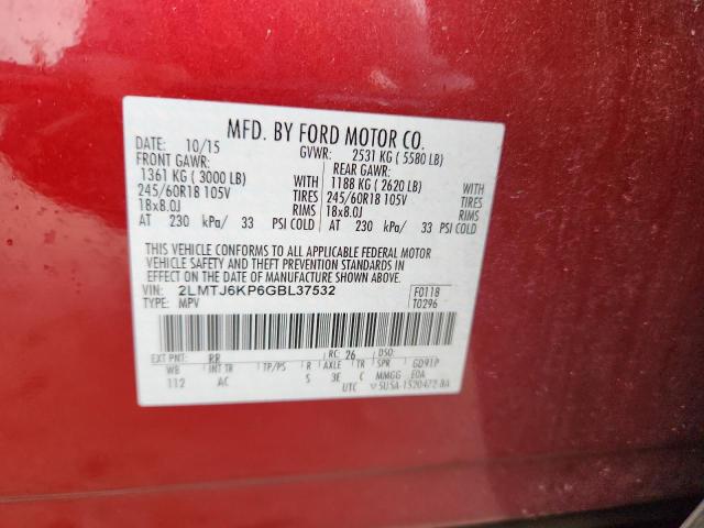 2016 LINCOLN MKX SELECT 2LMTJ6KP6GBL37532