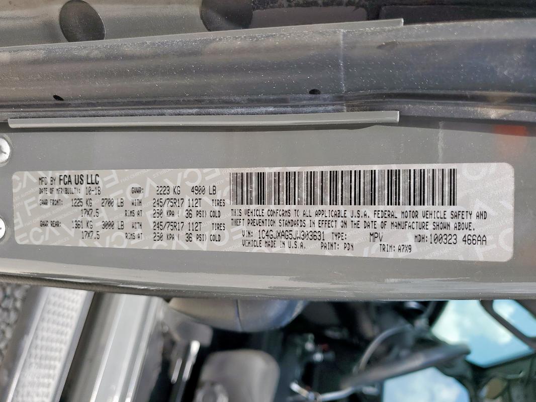 2018 JEEP WRANGLER S 1C4GJXAG5JW303631