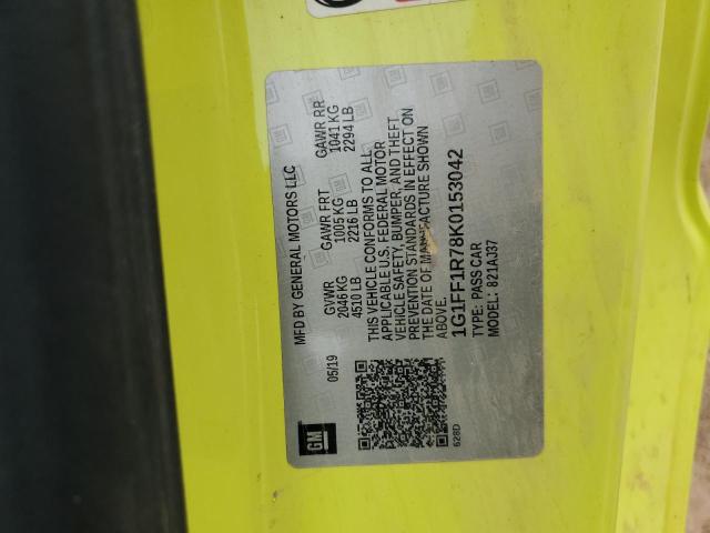 2019 CHEVROLET CAMARO SS 1G1FF1R78K0153042