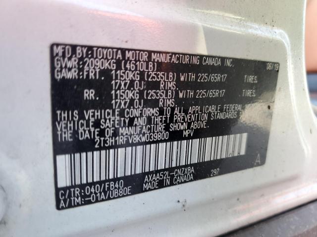 2019 TOYOTA RAV4 LE 2T3H1RFV8KW039800