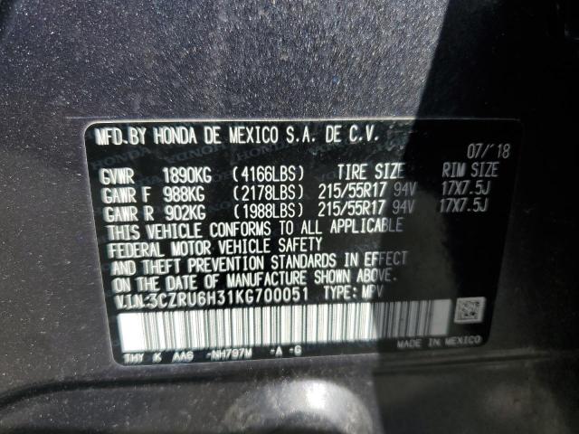 2019 HONDA HR-V LX 3CZRU6H31KG700051