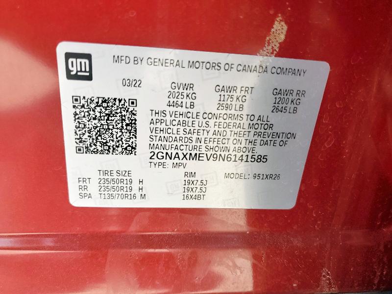 2022 CHEVROLET EQUINOX RS 2GNAXMEV9N6141585