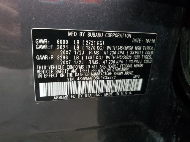 2019 SUBARU ASCENT LIMITED 4S4WMAPD5K3435672