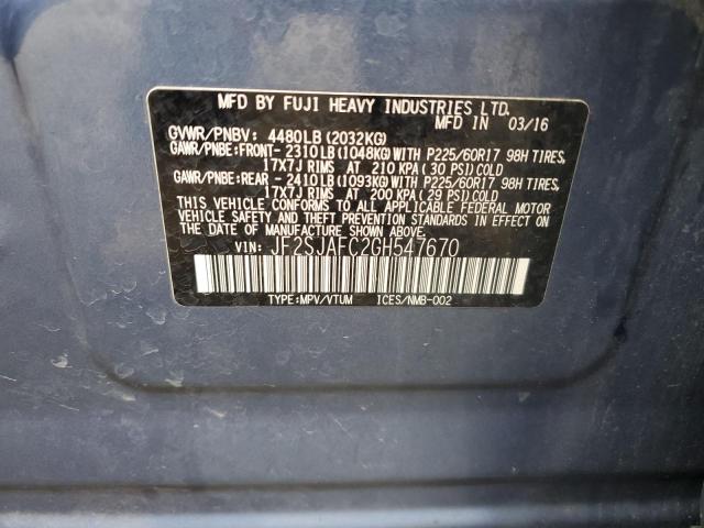 2016 SUBARU FORESTER 2 JF2SJAFC2GH547670
