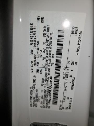 2018 FORD ESCAPE SEL 1FMCU9HD2JUC79146