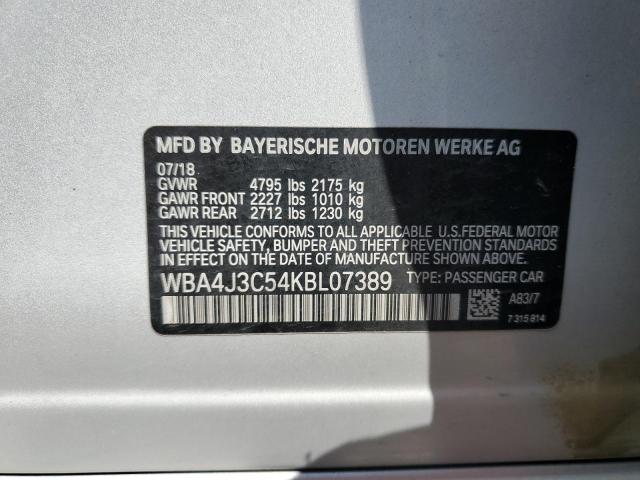 2019 BMW 430XI GRAN WBA4J3C54KBL07389