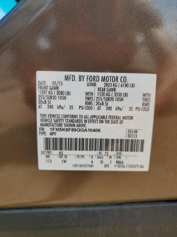 2016 FORD EXPLORER L - 1FM5K8F89GGA10406