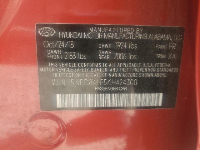 2019 HYUNDAI ELANTRA SEL 5NPD84LF5KH424300