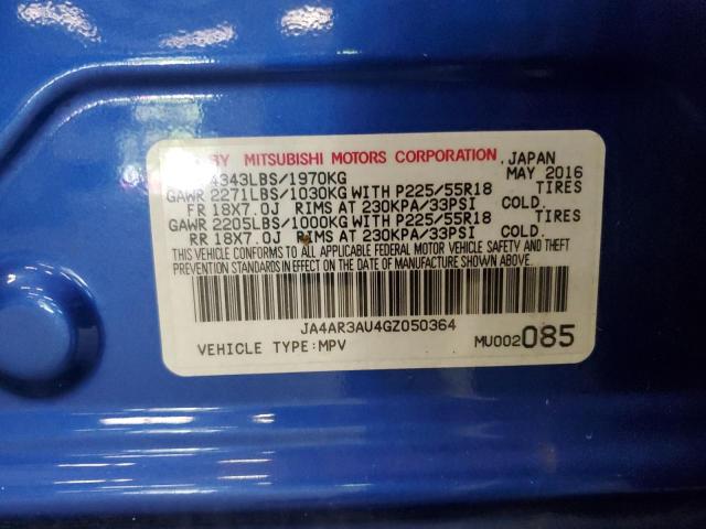 2016 MITSUBISHI OUTLANDER JA4AR3AU4GZ050364