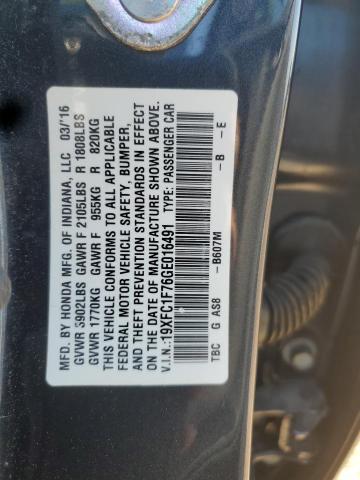 2016 HONDA CIVIC EXL 19XFC1F76GE016491