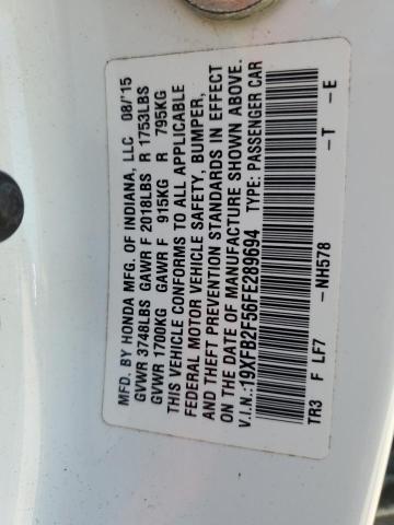 2015 HONDA CIVIC LX 19XFB2F56FE289694