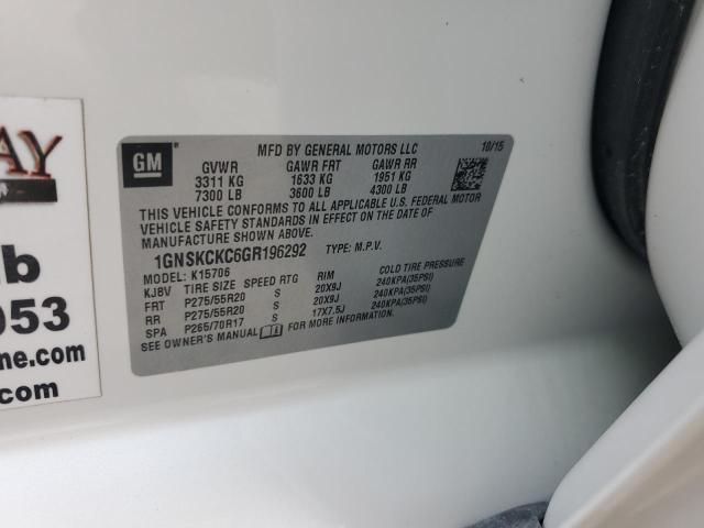 2016 CHEVROLET TAHOE K1500 LTZ 1GNSKCKC6GR196292