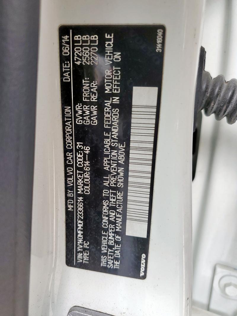 2015 VOLVO S60 PLATIN YV140MFM0F2336614