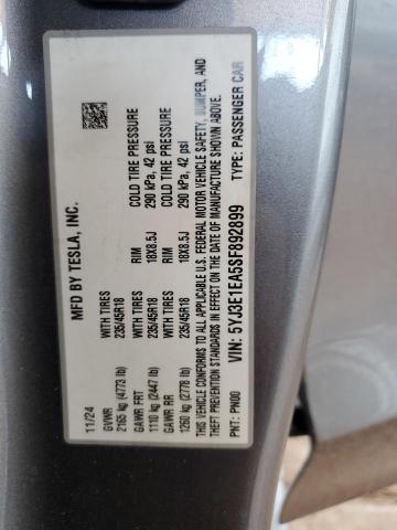 2025 TESLA MODEL 3 5YJ3E1EA5SF892899