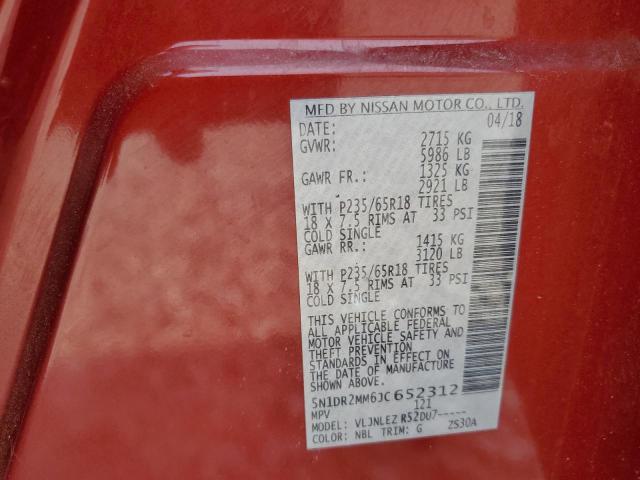2018 NISSAN PATHFINDER 5N1DR2MM6JC652312