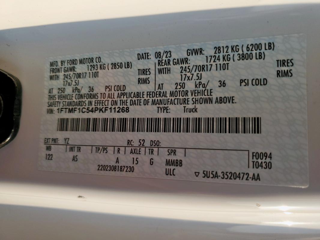 2023 FORD F150 1FTMF1C54PKF11268