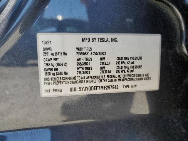2021 TESLA MODEL Y 5YJYGDEF7MF297942