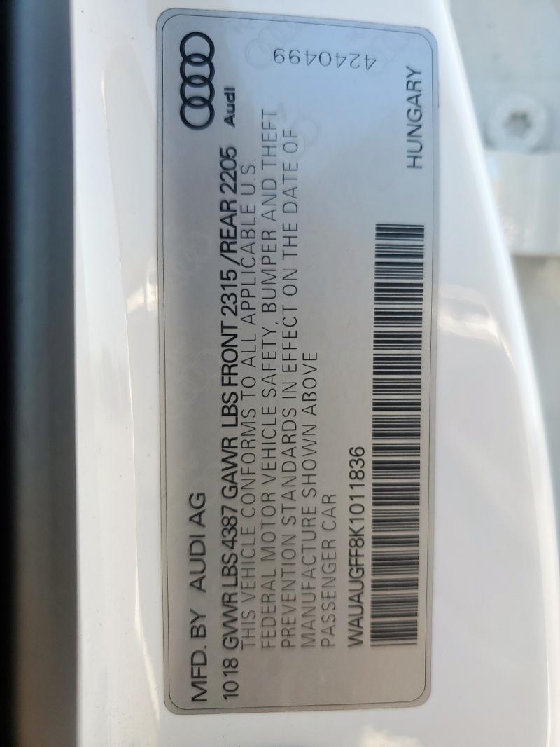2019 AUDI A3 PREMIUM WAUAUGFF8K1011836