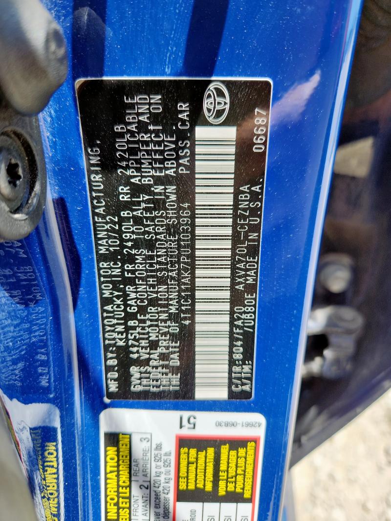 2023 TOYOTA CAMRY LE 4T1C11AK7PU103964