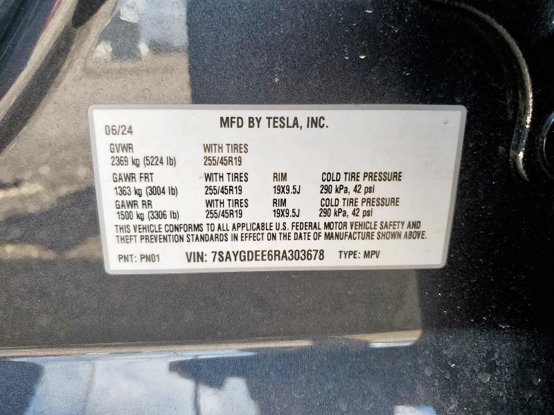 2024 TESLA MODEL Y 7SAYGDEE6RA303678