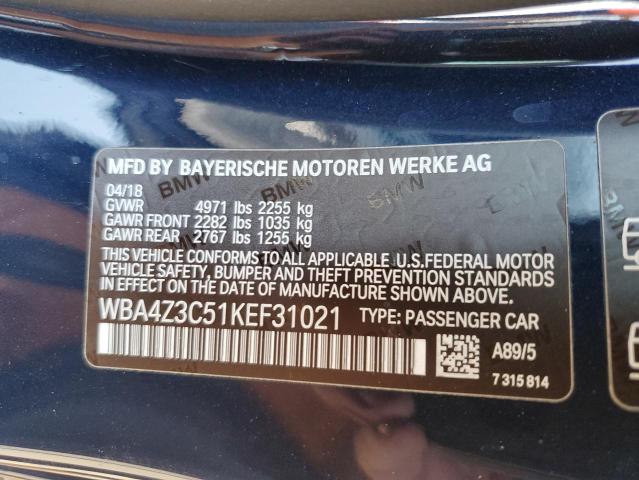 2019 BMW 430XI WBA4Z3C51KEF31021