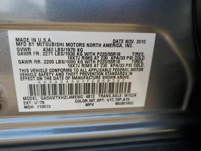2015 MITSUBISHI OUTLANDER - 4A4AR4AWXFE060392