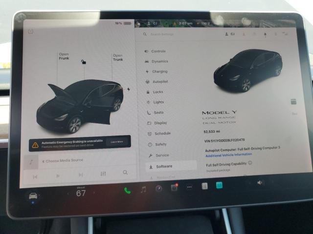 2020 TESLA MODEL Y 5YJYGDEE8LF020478
