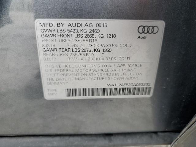 2016 AUDI Q5 PREMIUM WA1L2AFP2GA053332