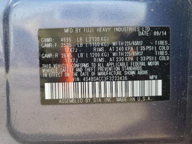 2015 SUBARU OUTBACK 2. 4S4BSACC3F3233436