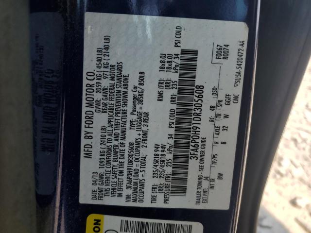 2013 FORD FUSION SE - 3FA6P0H91DR305608