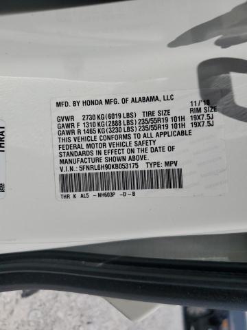 2019 HONDA ODYSSEY ELITE 5FNRL6H90KB053175