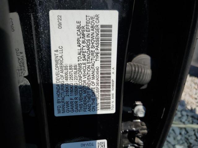 2022 ACURA TLX 19UUB5F34NA004940