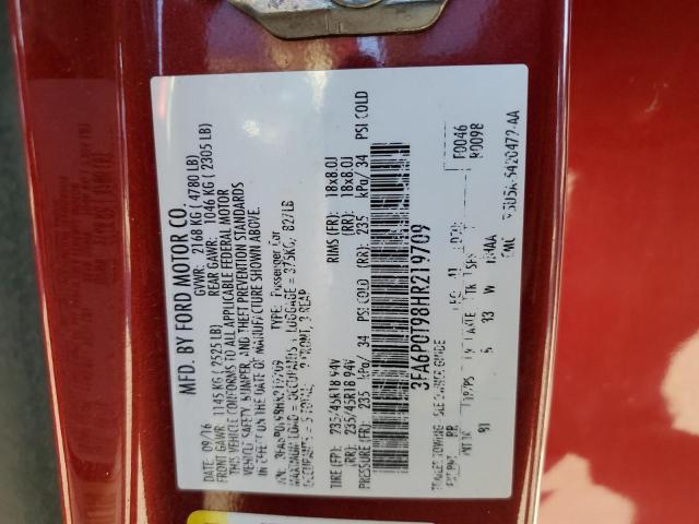 2017 FORD FUSION SE - 3FA6P0T98HR219709