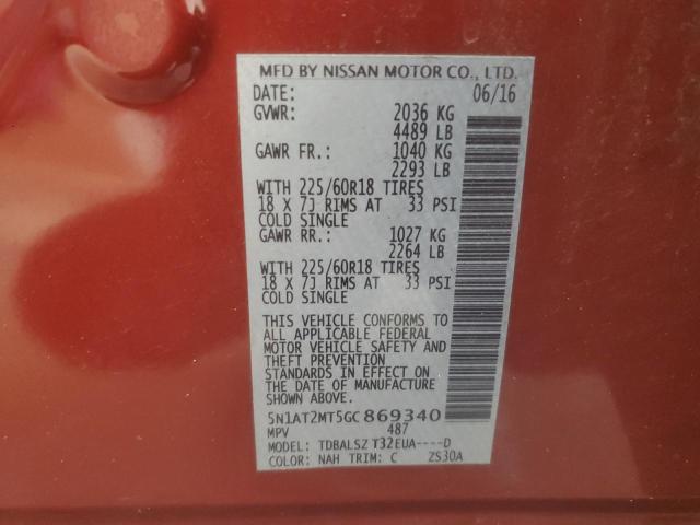 2016 NISSAN ROGUE S 5N1AT2MT5GC869340