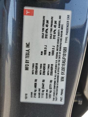 2018 TESLA MODEL 3 5YJ3E1EA5JF101589