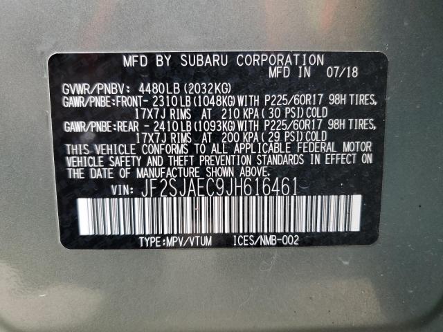 2018 SUBARU FORESTER 2 JF2SJAEC9JH616461