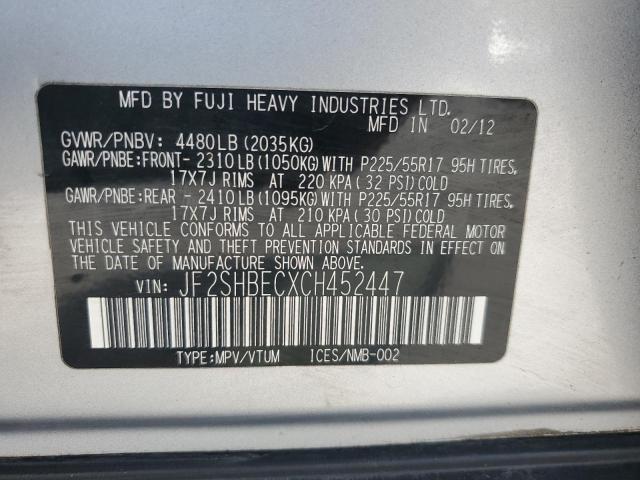2012 SUBARU FORESTER L - JF2SHBECXCH452447