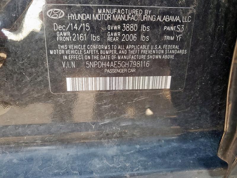 2016 HYUNDAI ELANTRA SE 5NPDH4AE5GH798116