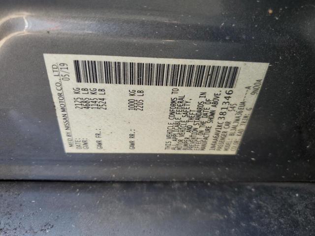 2019 NISSAN MAXIMA S 1N4AA6AV1KC381346
